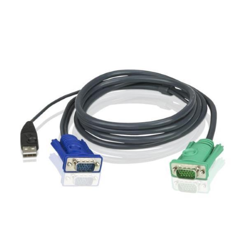 ATEN Micro-Lite 2L-5205U - Cavo tastiera / video / mouse (KVM) - USB, HD-15 (VGA) (M) a 15 pin D-Sub (DB-15) (F) - per KVM on the NET CS1708, CS1716; Master View max CS-1716; MasterView USB KVM Switch CS-1708